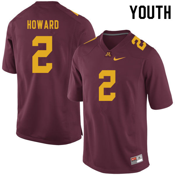 Youth #2 Phillip Howard Minnesota Golden Gophers College Football Jerseys Sale-Maroon
